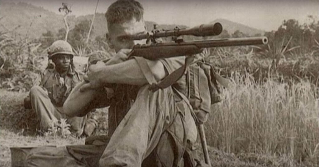 Carlos Hathcock taking aim